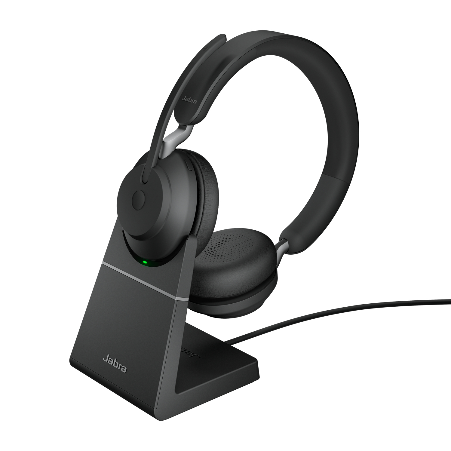JABRA Evolve2 65 Wireless Stereo Headset UC USB-A Link 380a with Charging Stand Black (26599-989-989) (JAB26599-989-989)